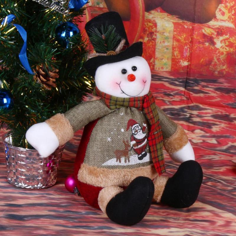 Antique Linen Sitting Santa Claus Snowman Ornaments Christmas Doll Decor - ebowsos