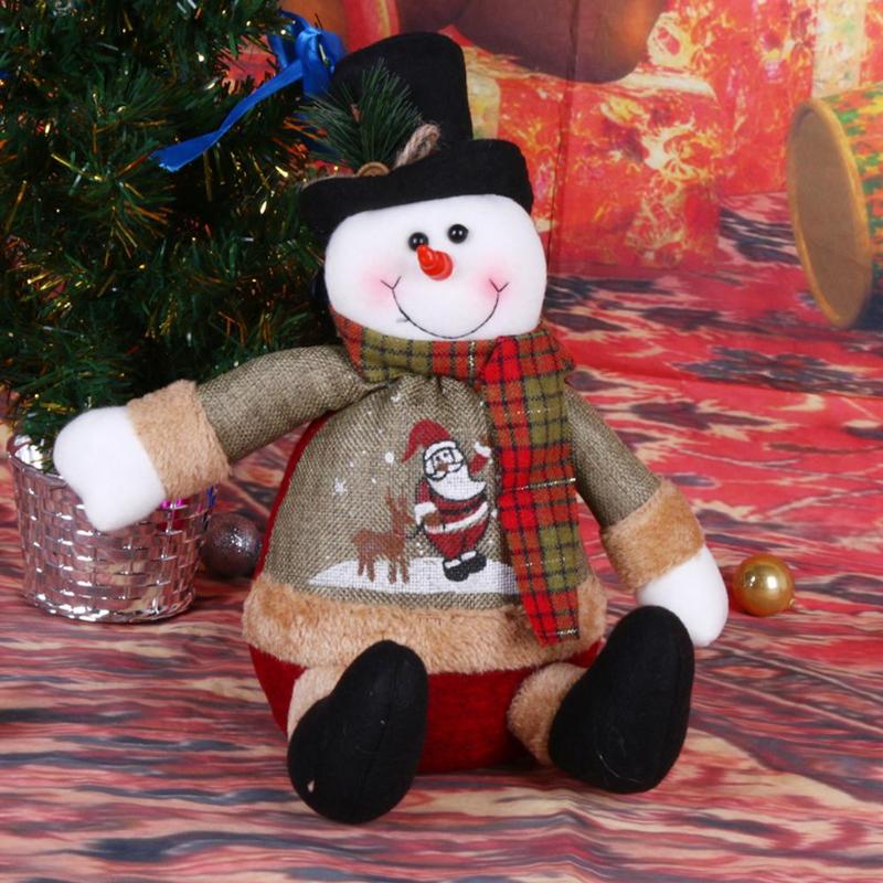 Antique Linen Sitting Santa Claus Snowman Ornaments Christmas Doll Decor - ebowsos