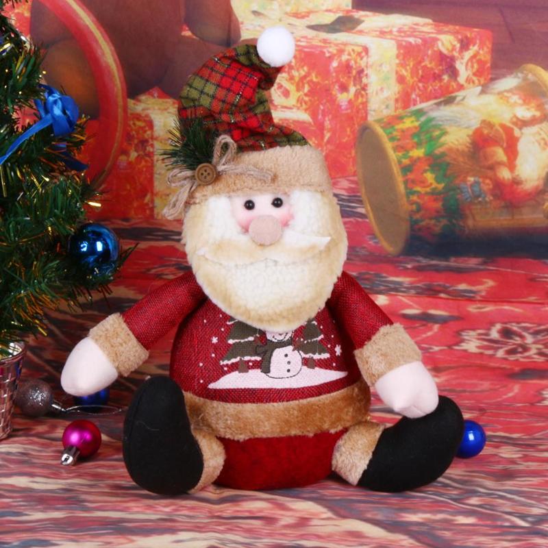 Antique Linen Sitting Santa Claus Snowman Ornaments Christmas Doll Decor - ebowsos