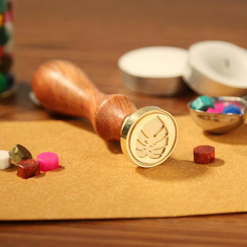 Antique Wood Handle Metal Sealing Wax Stamp Plants Pattern Stamping Wax High-quality White Carton Packaging Dropshipping - ebowsos