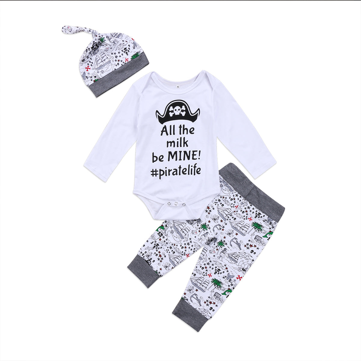 Autumn Letter Cotton Newborn Infant Baby Boy Girl Long Sleeve Outfits Set Bodysuit Long Pants Leggings Hat - ebowsos