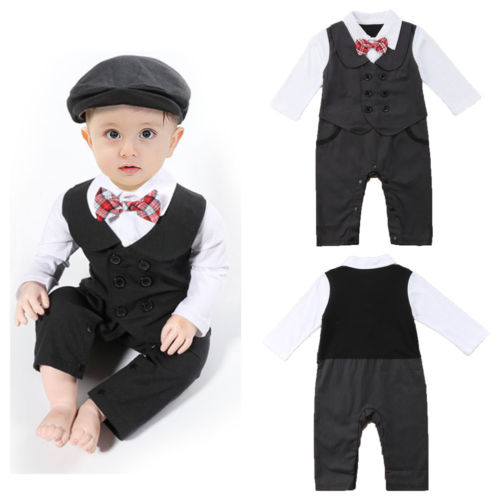 Autumn Winter Boys Kids Sets Gentlemen Romper Shirt Pants Children's Cotton Clothes Baby Boy Clothing Long Sleeve Suit - ebowsos