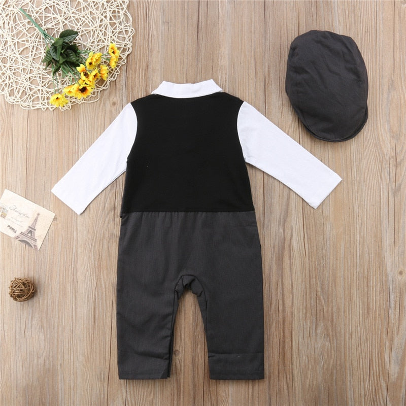 Autumn Winter Boys Kids Sets Gentlemen Romper Shirt Pants Children's Cotton Clothes Baby Boy Clothing Long Sleeve Suit - ebowsos