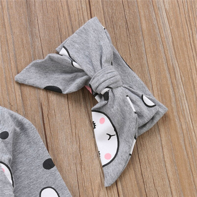 Autumn Winter Toddler Baby Girls Boys Clothes 3PCS Long Sleeve Cartoon Rabbit Sweatshirt Tops+Pant+Headband Sets - ebowsos