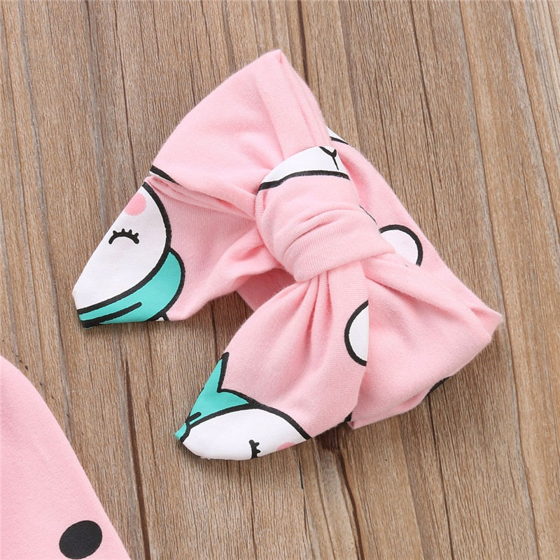 Autumn Winter Toddler Baby Girls Boys Clothes 3PCS Long Sleeve Cartoon Rabbit Sweatshirt Tops+Pant+Headband Sets - ebowsos