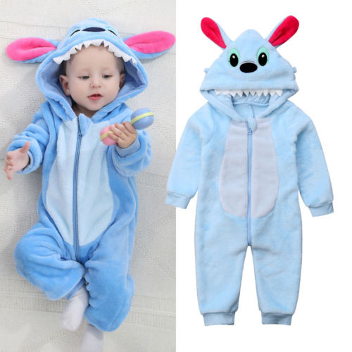 Autumn Winter Warm Lovely Cute Infant Baby Girls Boys Long Sleeve Hooded 3D Ears Zipper Cartoon Jumpsuits Romper 0-4Y - ebowsos