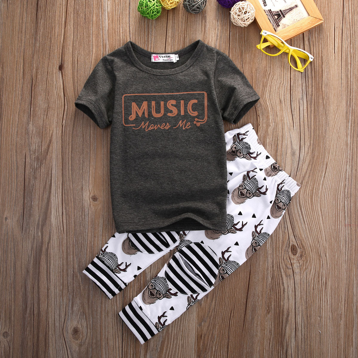 Baby Boys Girls Kids T Shirt Tops Long Pants Trousers Rompers Outfit Set Clothes - ebowsos