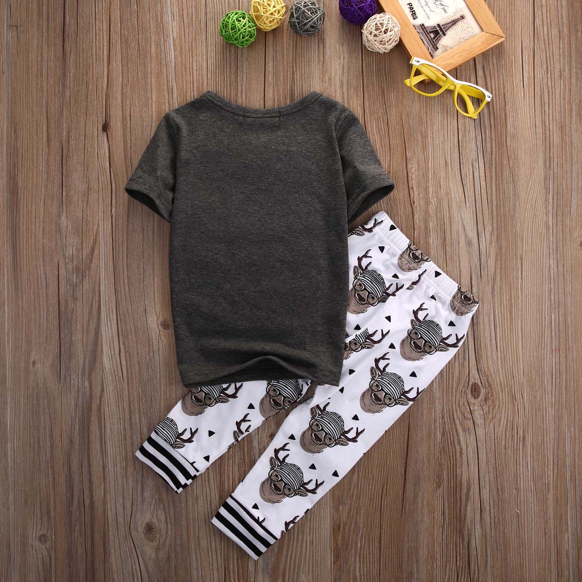 Baby Boys Girls Kids T Shirt Tops Long Pants Trousers Rompers Outfit Set Clothes - ebowsos