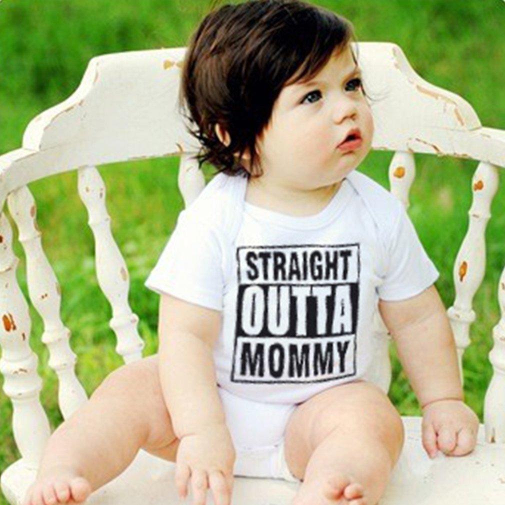 Baby Boys Girls Short Sleeve Romper STRAIGHT OUTTA MOMMY Printed Bodysuit LN-ebowsos