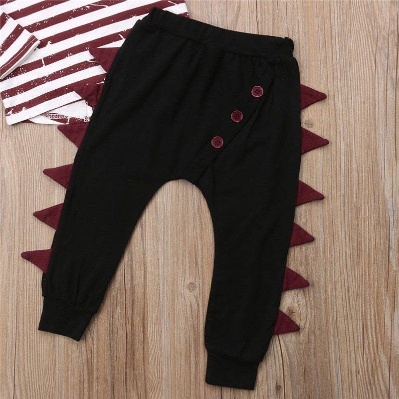 Baby Boys Kids Striped Long Sleeve T-shirt Tops+Pants Clothes Outfits - ebowsos