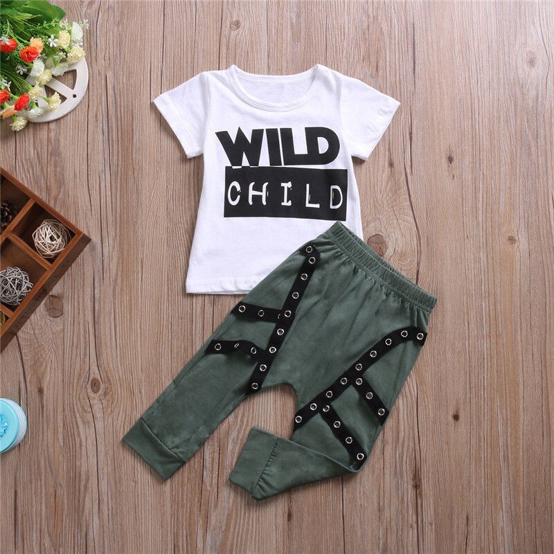 Baby Boys Outfits T-shirt Tops Pants Leggings 2PCS  Newborn Infant  Clothes set 3M-3T - ebowsos