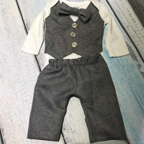 Baby Boys clothes solid Pants bow Button round neck long sleeve Bodysuit 2pc cute kids Toddler autumn cotton outfits - ebowsos