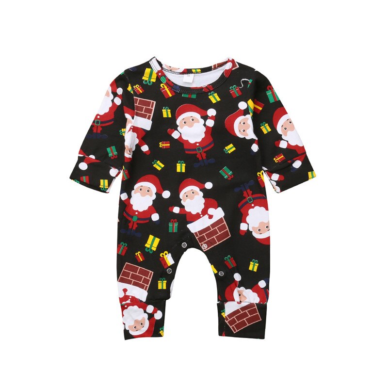 Baby Christmas Clothing Toddler Infant Baby Boy Girl Xmas Santa Claus Romper Long Sleeve Jumpsuit Outfits Clothes - ebowsos