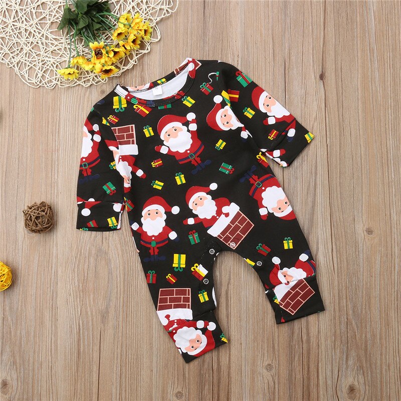 Baby Christmas Clothing Toddler Infant Baby Boy Girl Xmas Santa Claus Romper Long Sleeve Jumpsuit Outfits Clothes - ebowsos