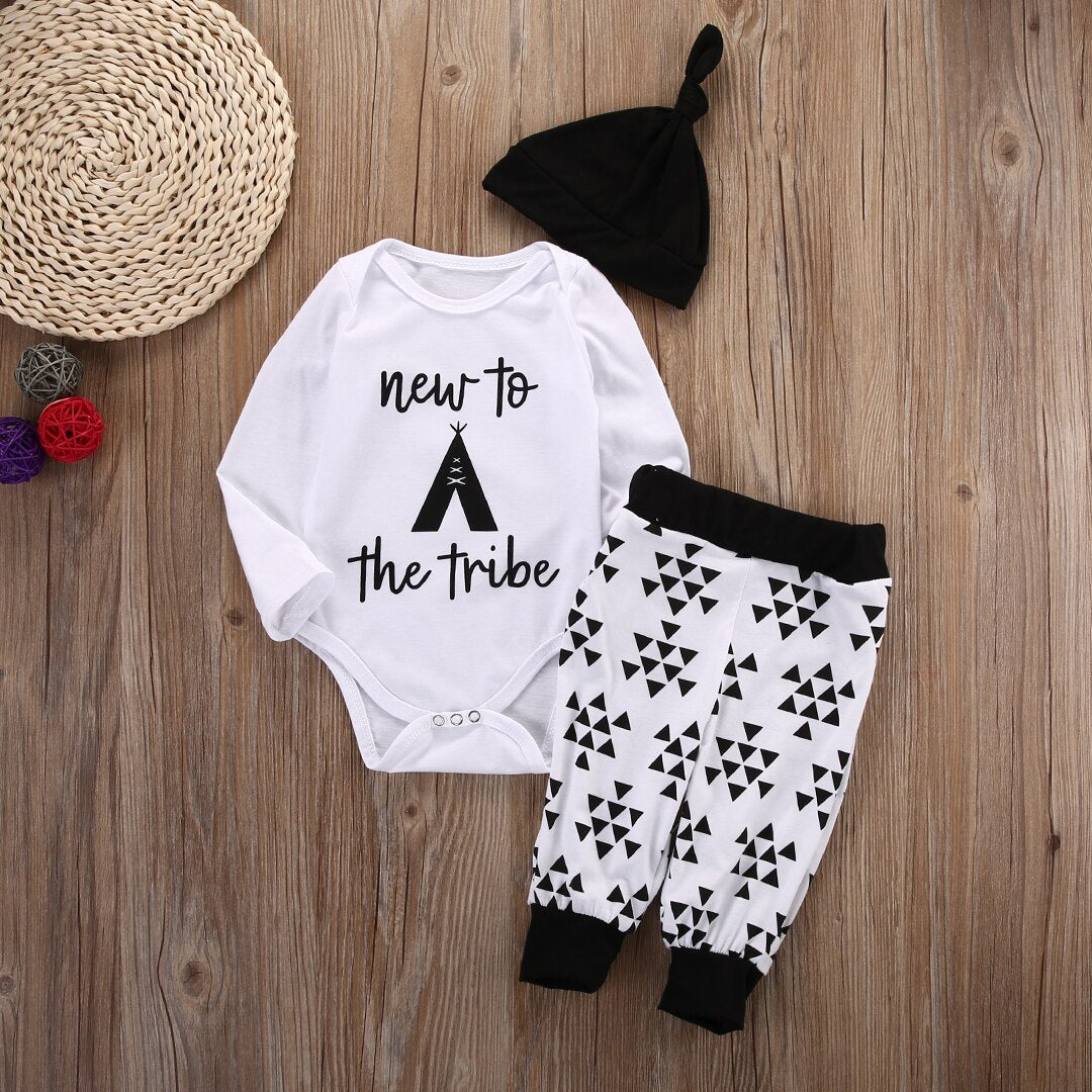 Baby Clothing Newborn Baby Girl Floral Clothes Jumpsuit Romper +Black Rose Pants Headband Outfit - ebowsos