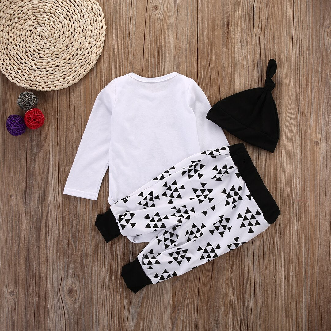 Baby Clothing Newborn Baby Girl Floral Clothes Jumpsuit Romper +Black Rose Pants Headband Outfit - ebowsos