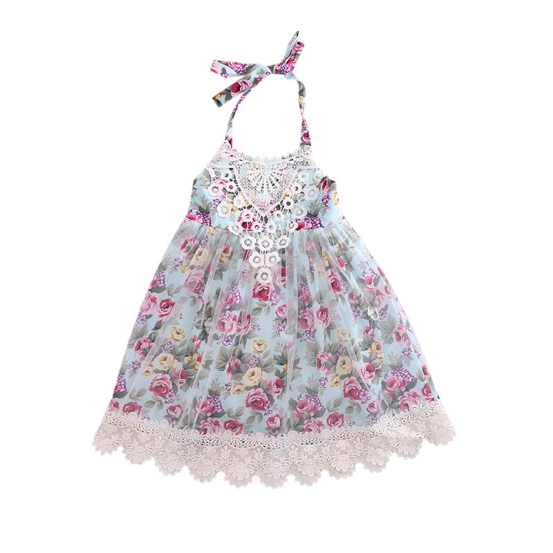 Baby Floral Girls Dresses Princess Clothing Lace Floral Dress Tulle Party Formal Dresses Sundress One-piece - ebowsos