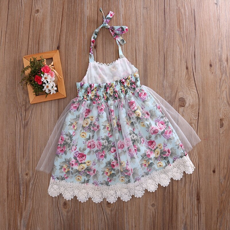 Baby Floral Girls Dresses Princess Clothing Lace Floral Dress Tulle Party Formal Dresses Sundress One-piece - ebowsos