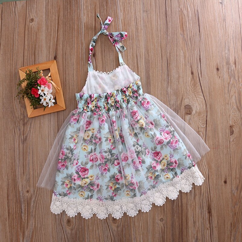 Baby Floral Girls Dresses Princess Clothing Lace Floral Dress Tulle Party Formal Dresses Sundress One-piece - ebowsos