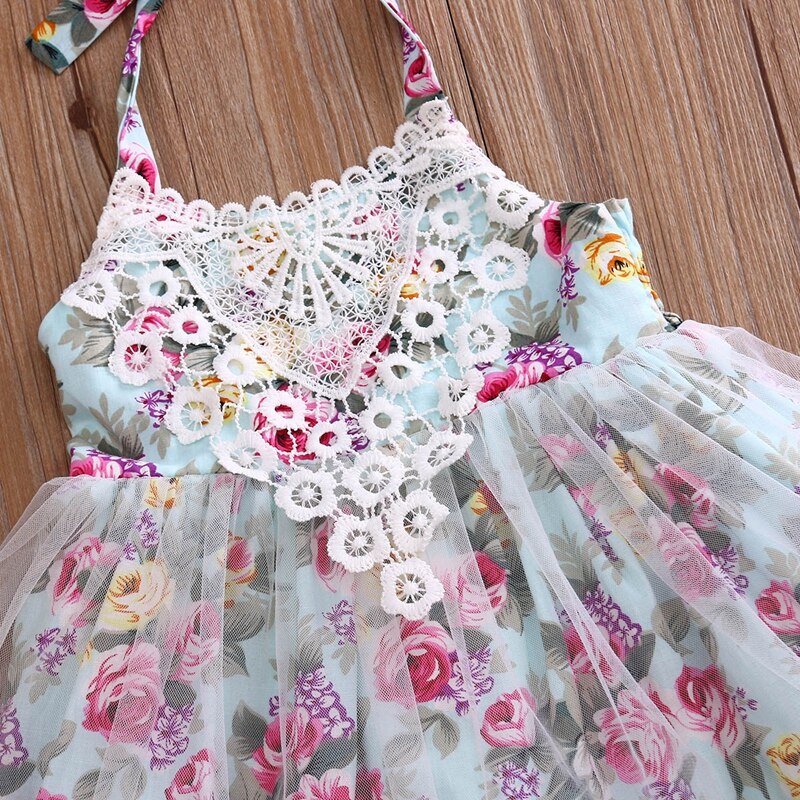 Baby Floral Girls Dresses Princess Clothing Lace Floral Dress Tulle Party Formal Dresses Sundress One-piece - ebowsos