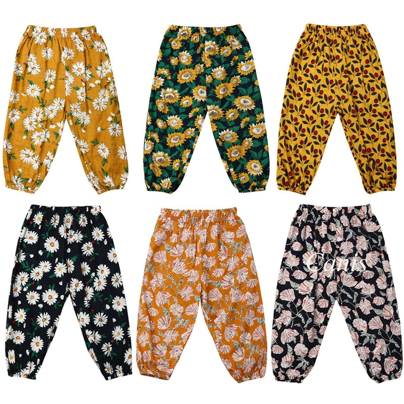 Baby Girl Breathable Pants Bottom Joggy Loose SunFlower Trousers Clothes Lovely Girls Fashion Pants - ebowsos