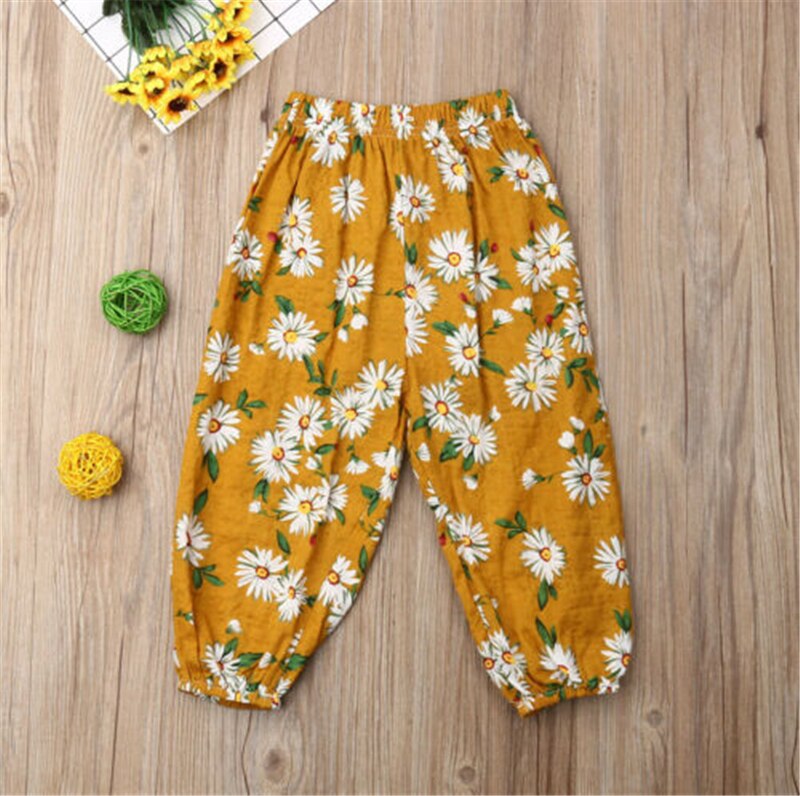 Baby Girl Breathable Pants Bottom Joggy Loose SunFlower Trousers Clothes Lovely Girls Fashion Pants - ebowsos