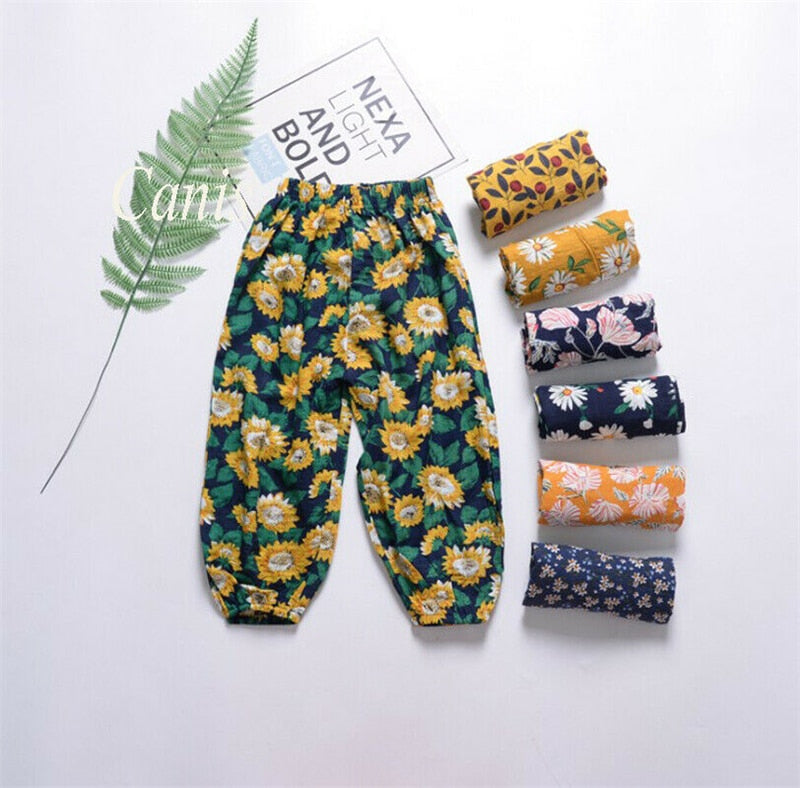 Baby Girl Breathable Pants Bottom Joggy Loose SunFlower Trousers Clothes Lovely Girls Fashion Pants - ebowsos