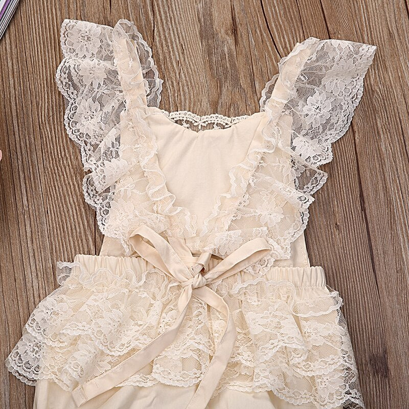 Baby Girl Children Princess Clothing Bodysuit Cute Infant Baby Girls Clothes Lace Ruffle Bodysuit Jumpsuit Sunsuit Outfits - ebowsos