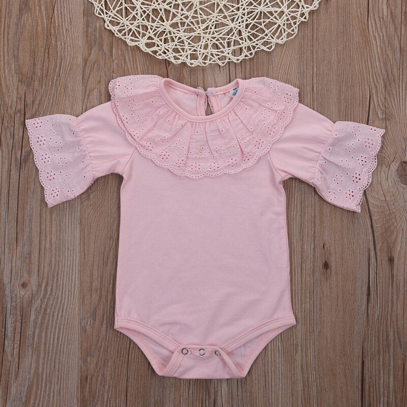 Baby Girl Clothes Bodysuit Newborn Baby Girls Princess Clothing Bodysuit Short Sleeve Lace Jumpsuit Clothes - ebowsos