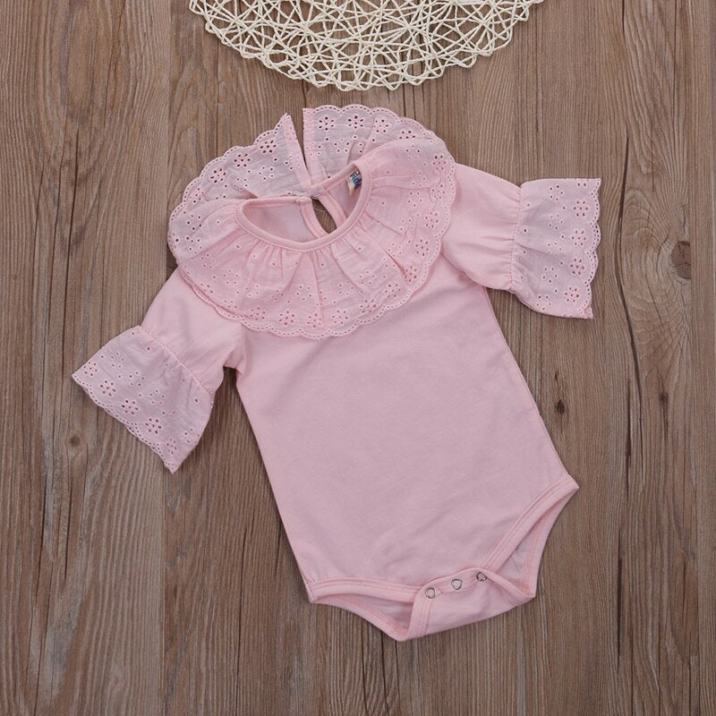 Baby Girl Clothes Bodysuit Newborn Baby Girls Princess Clothing Bodysuit Short Sleeve Lace Jumpsuit Clothes - ebowsos