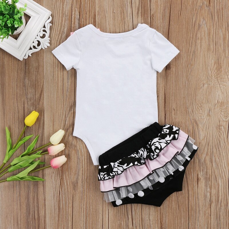 Baby Girl Clothes Set Newborn Infant Baby Girl Princess Clothing Cotton Top Polka Dot Lace Shorts Summer Outfits - ebowsos