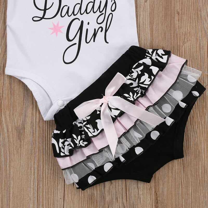 Baby Girl Clothes Set Newborn Infant Baby Girl Princess Clothing Cotton Top Polka Dot Lace Shorts Summer Outfits - ebowsos