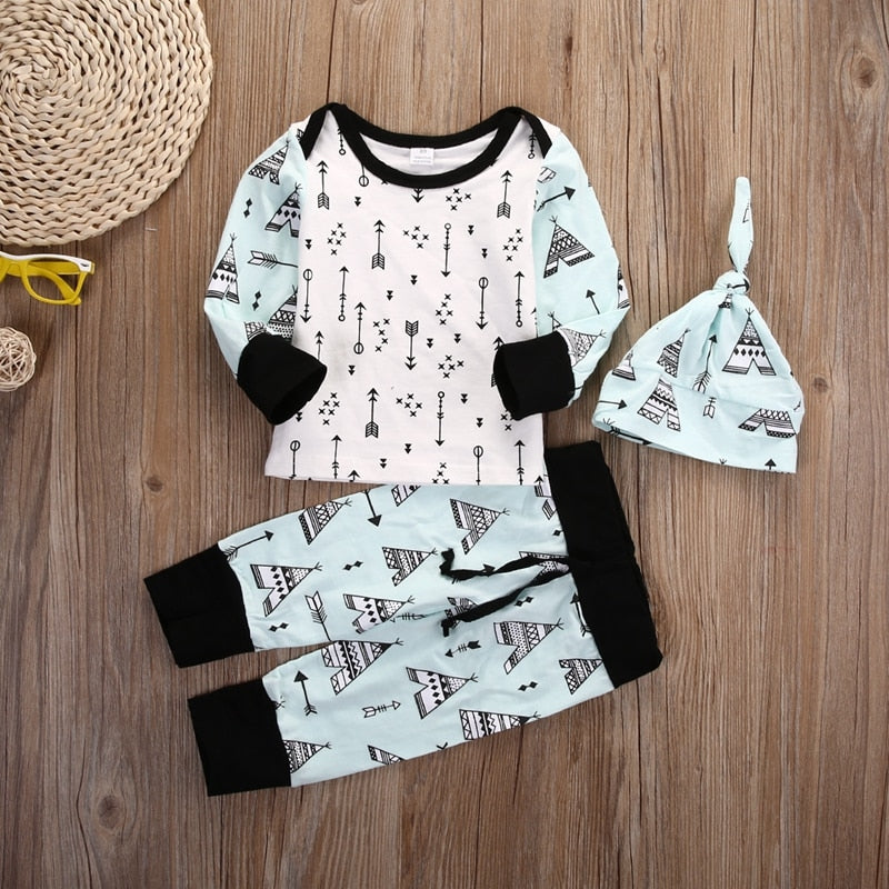 Baby Girl Clothes Sets Adorable Baby Cartoon Deer Long Sleeve Cotton Tops Pants Leggings Hat Outfits Set Clothes - ebowsos