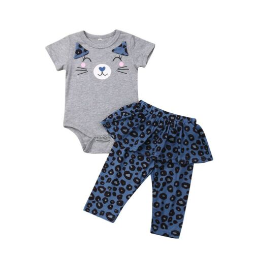 Baby Girl Clothes Sets Cartoon Cotton Short Sleeve Romper Print Pants Outfit Summer Clothes Set - ebowsos