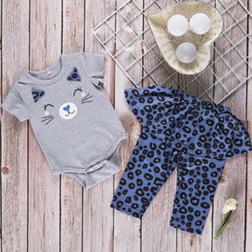 Baby Girl Clothes Sets Cartoon Cotton Short Sleeve Romper Print Pants Outfit Summer Clothes Set - ebowsos