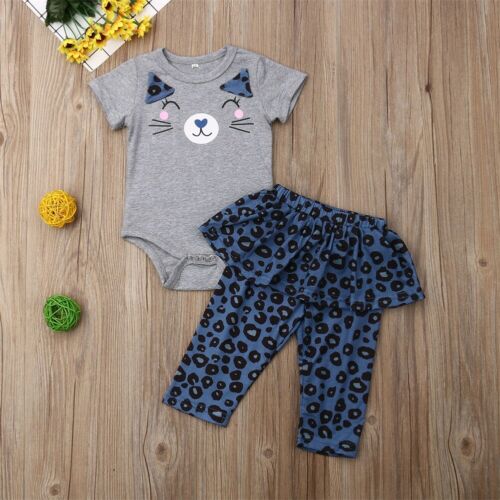 Baby Girl Clothes Sets Cartoon Cotton Short Sleeve Romper Print Pants Outfit Summer Clothes Set - ebowsos