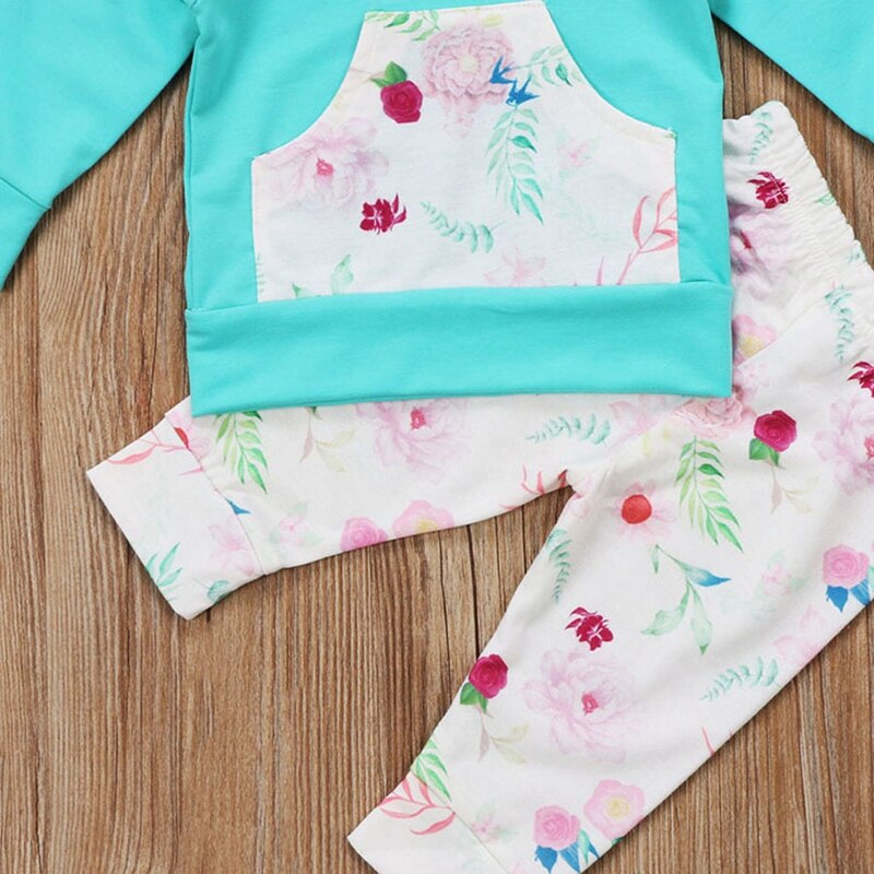 Baby Girl Clothes Sets Floral Girls Suit Cute Baby Casual Hoodie Tops Pants 2Pcs Outfits Set Clothes 0-24M - ebowsos