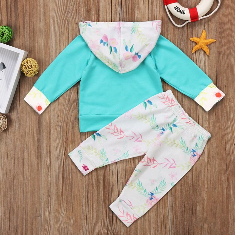 Baby Girl Clothes Sets Floral Girls Suit Cute Baby Casual Hoodie Tops Pants 2Pcs Outfits Set Clothes 0-24M - ebowsos