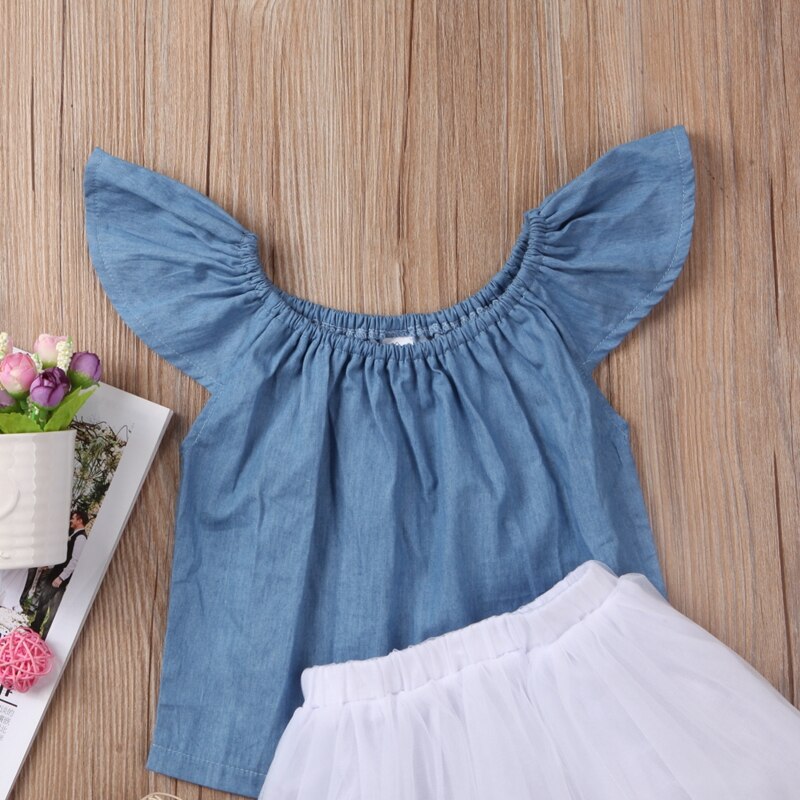 Baby Girl Clothes Sets For Girls Kids Baby Girls Outfits Denim Tops+Tulle Tutu Clothes Set Outfits - ebowsos