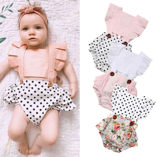 Baby Girl Clothes Splice Bodysuit Jumpsuit Playsuits Ruffled Outfit Summer Backless Sunsuit 3-24M  BN4FT29526A1  FT29526A1 - ebowsos