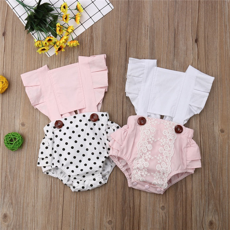 Baby Girl Clothes Splice Bodysuit Jumpsuit Playsuits Ruffled Outfit Summer Backless Sunsuit 3-24M  BN4FT29526A1  FT29526A1 - ebowsos