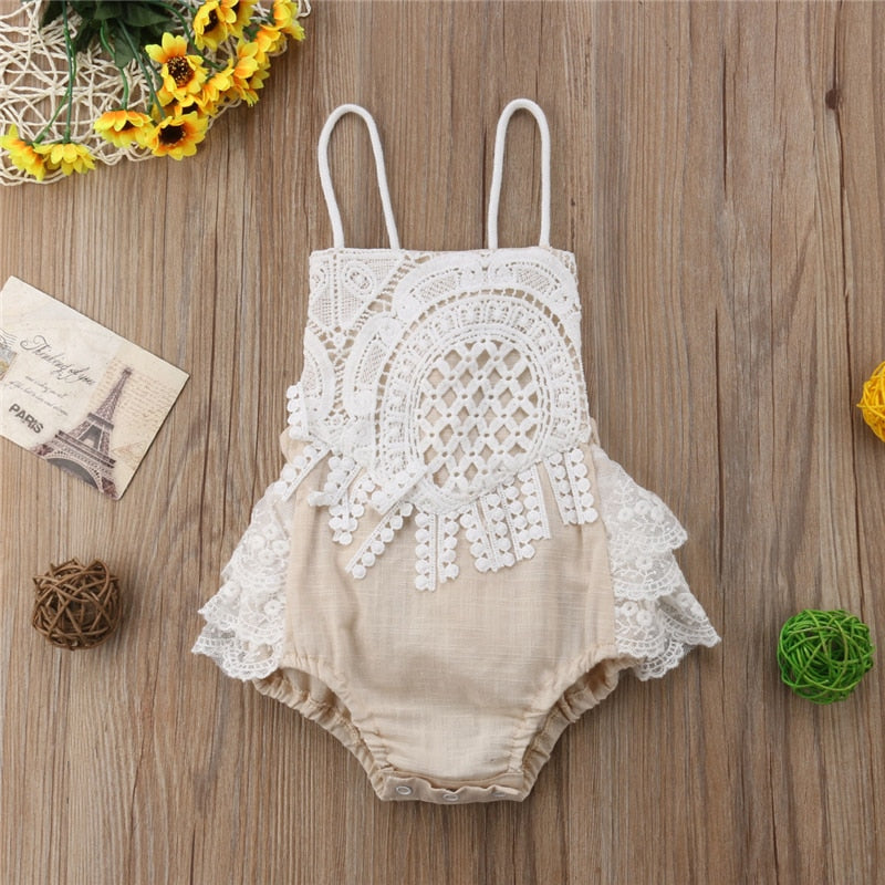 Baby Girl Clothing Lace Romper Clothes Sleeveless New Fashion Children Girls Cute Outfits Clothes Rompers - ebowsos