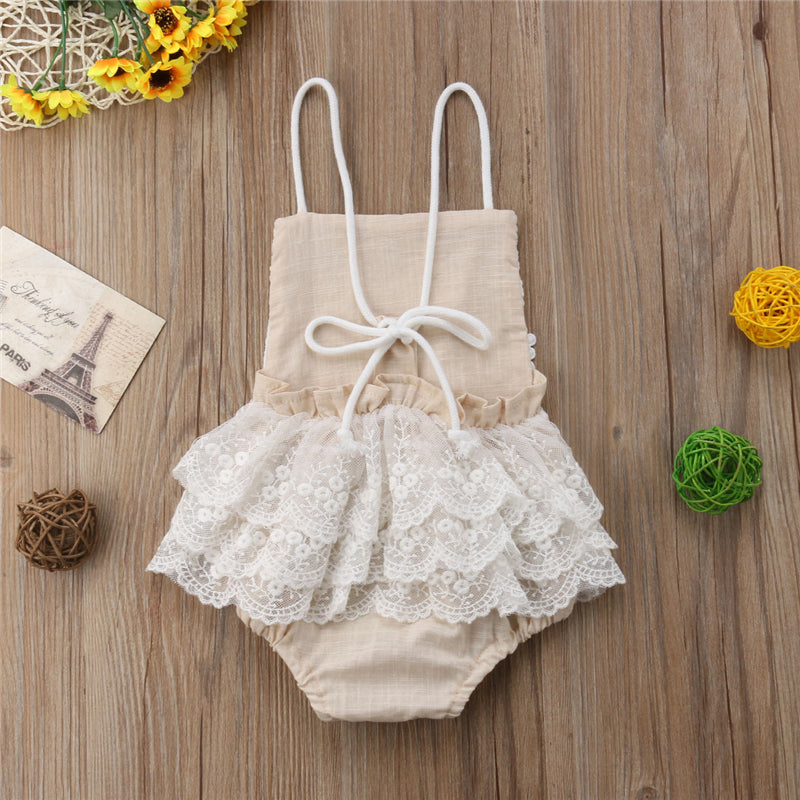 Baby Girl Clothing Lace Romper Clothes Sleeveless New Fashion Children Girls Cute Outfits Clothes Rompers - ebowsos