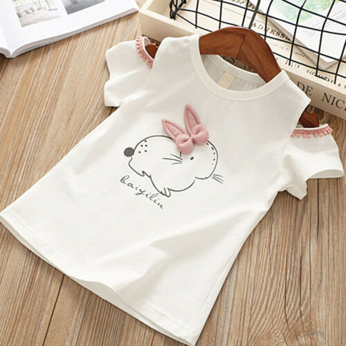 Baby Girl Dress 2pcs ste Off shoulder T-Shirt Tops+Tutu Mini Skirt Outfits Easter Bunny cartoon Clothing - ebowsos