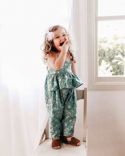 Baby Girl Floral Clothes Ruffle Bib Pants Romper Overalls 1P Outfit 1-6Y - ebowsos