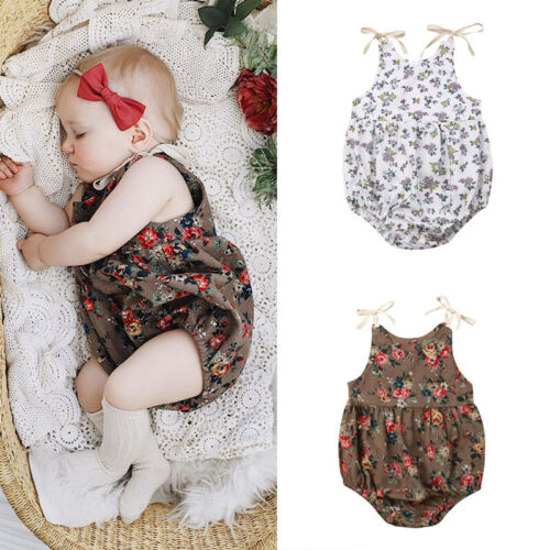 Baby Girl Floral rompert Short Sleeve Babygrow Vest Jumpsuit Outfits Sunsuit Clothes Summer - ebowsos