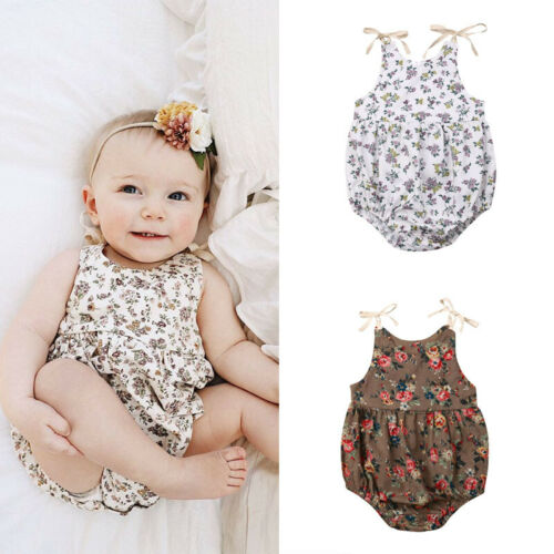 Baby Girl Floral rompert Short Sleeve Babygrow Vest Jumpsuit Outfits Sunsuit Clothes Summer - ebowsos