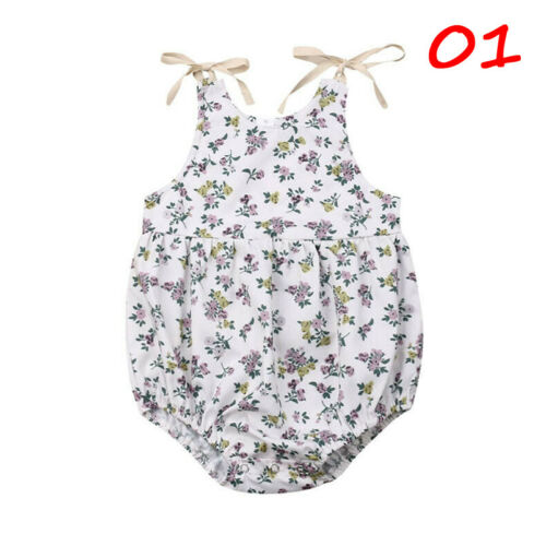 Baby Girl Floral rompert Short Sleeve Babygrow Vest Jumpsuit Outfits Sunsuit Clothes Summer - ebowsos