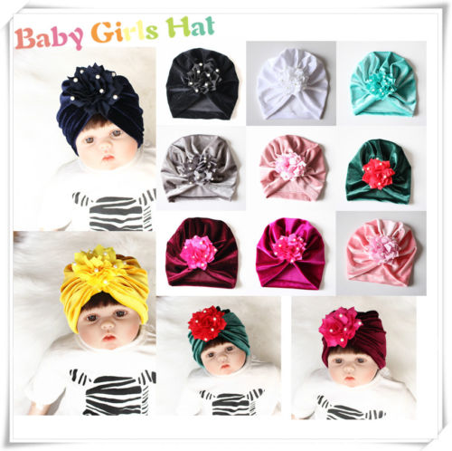 Baby Girl Hat With Flower Infant Beanie Cap Accessories For Girls Kid Hat New - ebowsos