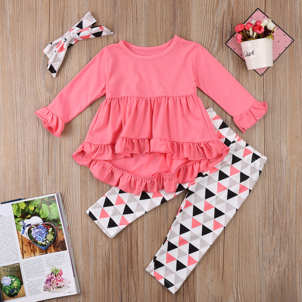 Baby Girl Outfit Long Sleeve Kids Toddler T-shirt Dress+Long Pants Sets US STOCK - ebowsos